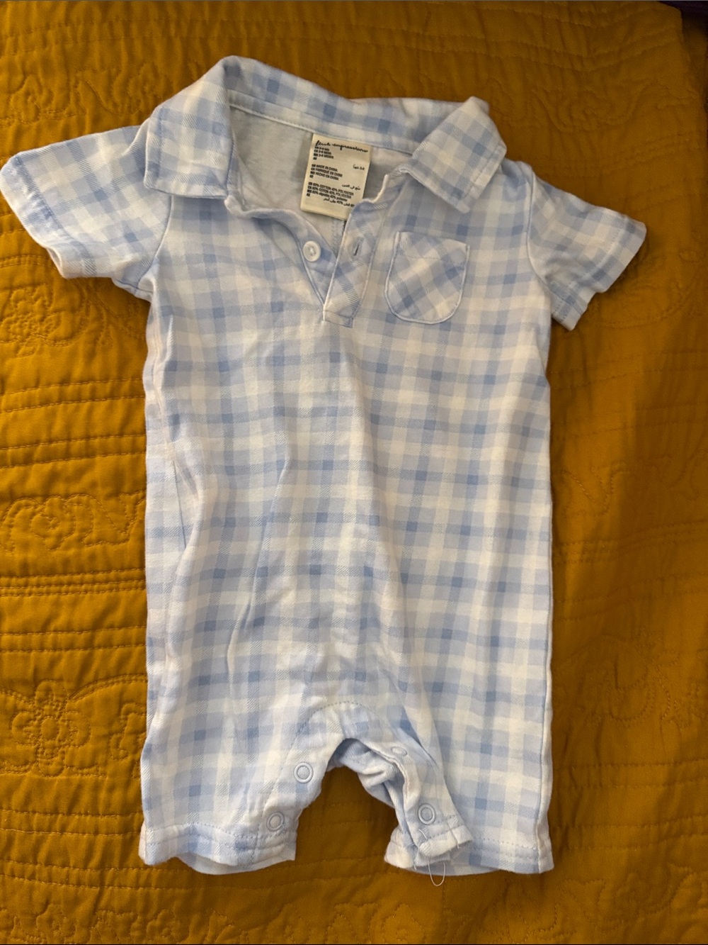 Light Blue & White Gingham Baby Romper (First Impressions)